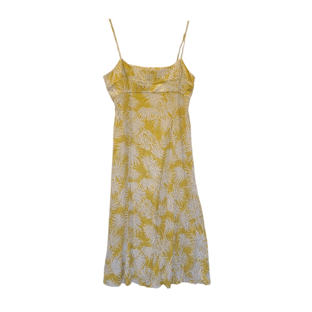 Rebecca‎ Taylor Yellow Palm Print Midi Dress Spaghetti Strap Summer Size 16